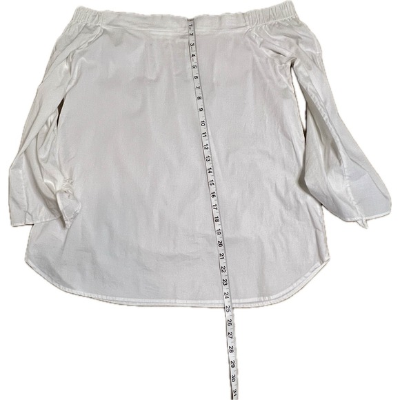 Adrienne White‎ Off The Shoulder Blouse With 3/4 Sleeves With Ties Size Large - Picture 7 of 9